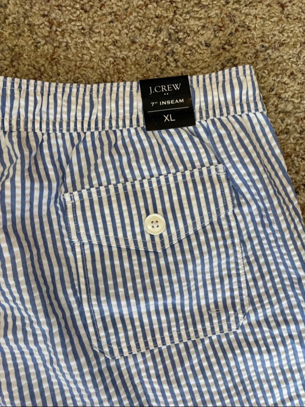 J.Crew Mercantile Men's Light Blue Seersucker Drawstring Shorts Size XL - NWT